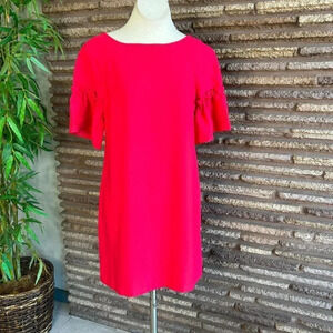 Banana Republic Pinkish Red Flutter Sleeve Sheath Dress Size Medium Petite